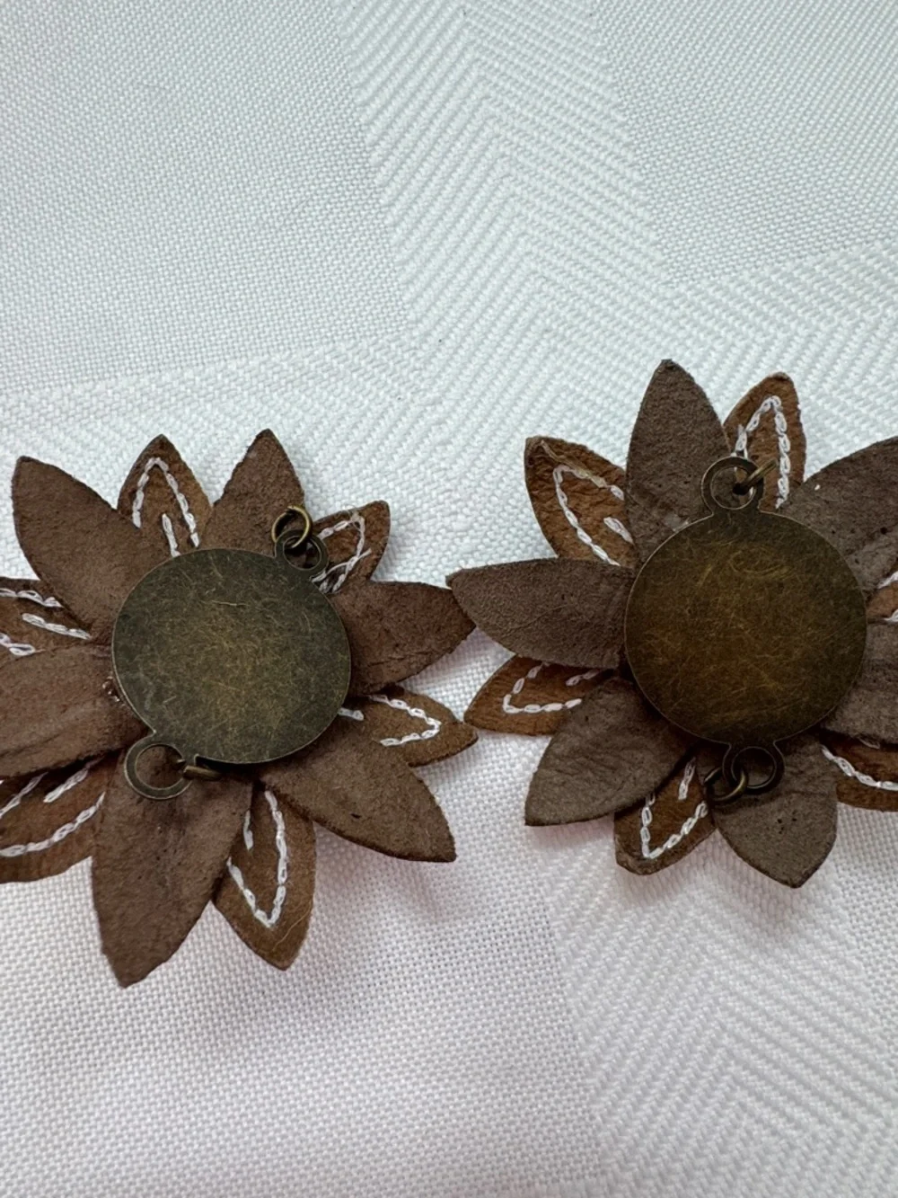 Cream & Brown Fabric Floral Hair Clips - Set of 9 Decorative Accessories